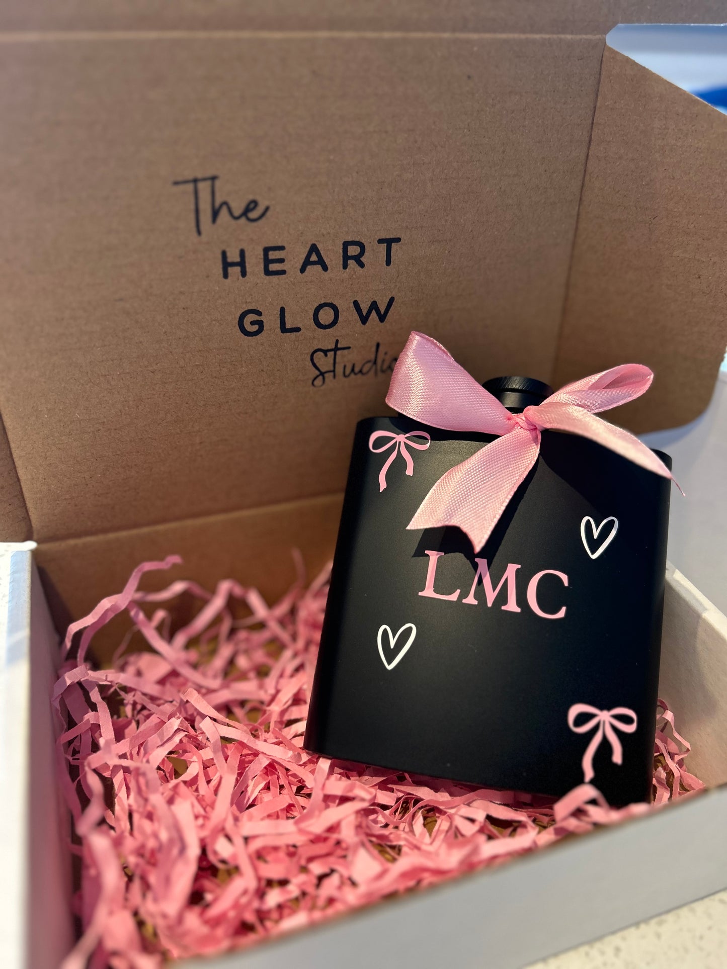Personalised Hip Flask with pink initials