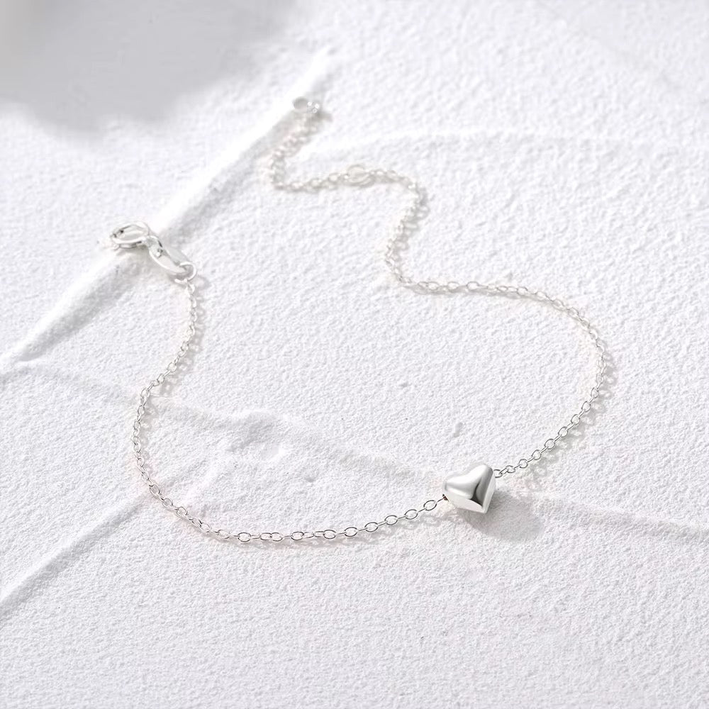 Dainty Silver Heart Bracelet