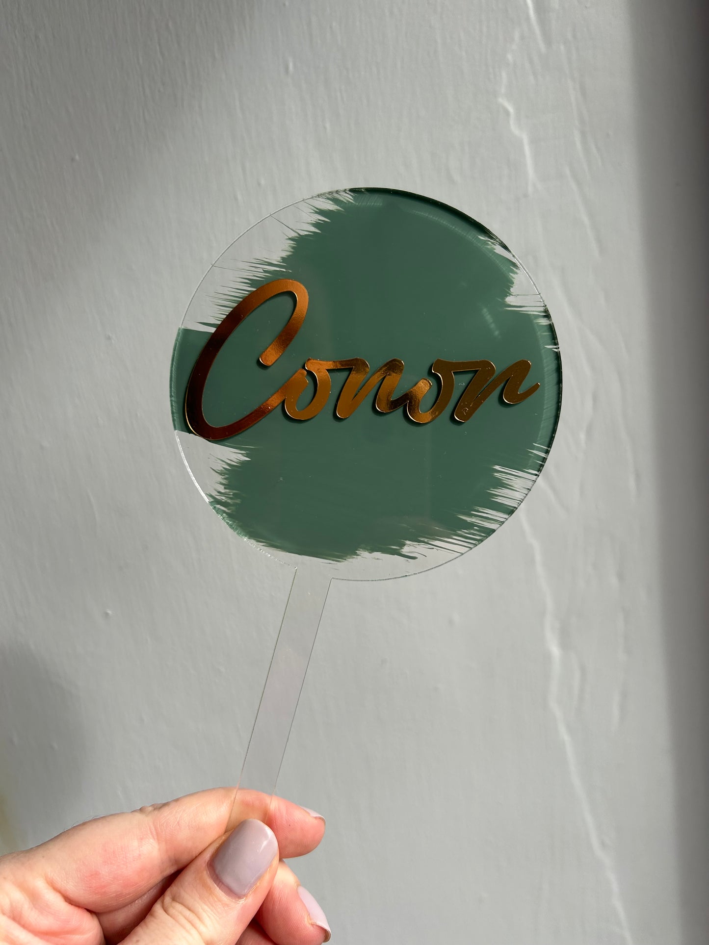 Green Brushed Cake Topper