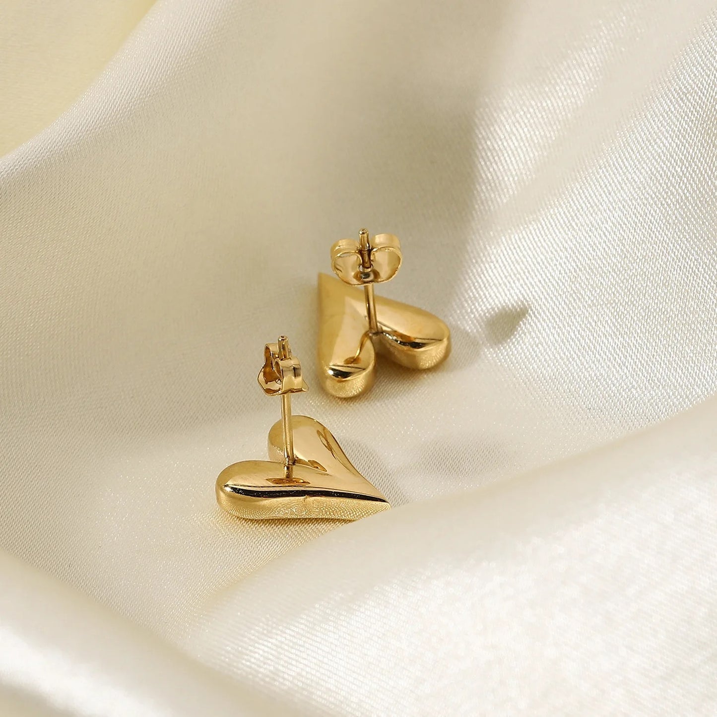 Large Gold Heart Studs