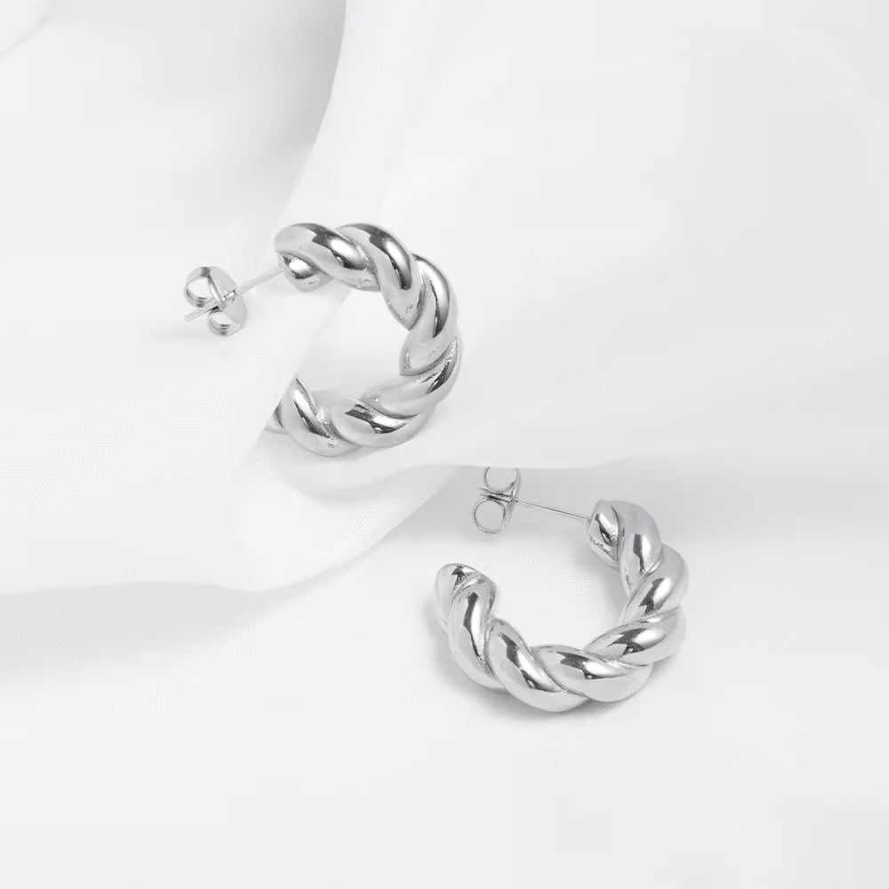 Croissant Hoop Silver Earrings