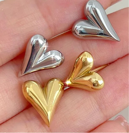 Large Gold Heart Studs