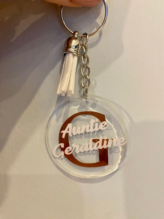 Initial Keychain White