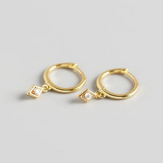 Gold Diamond Drop Hoop