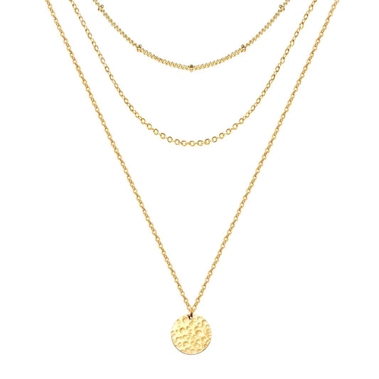 Triple Chain Gold Disc