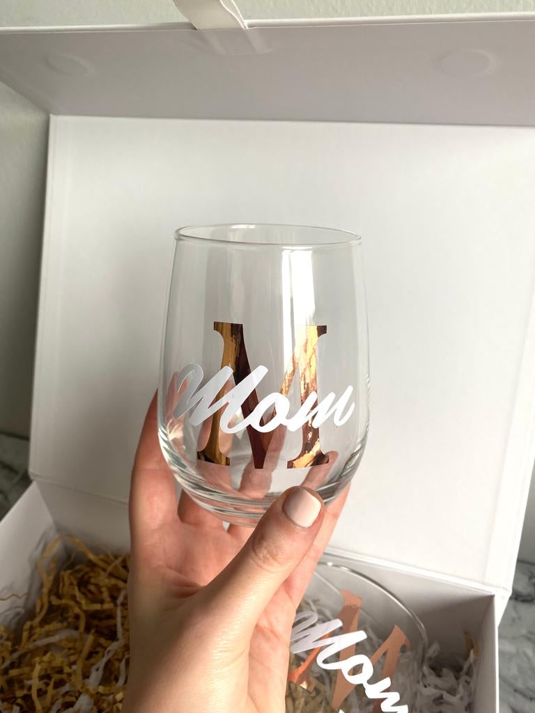 Stemless Mom Wine Glass