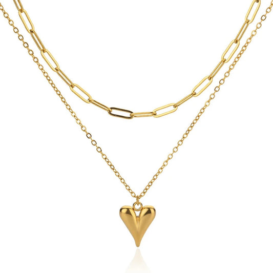 Double Chain Heart Pendant