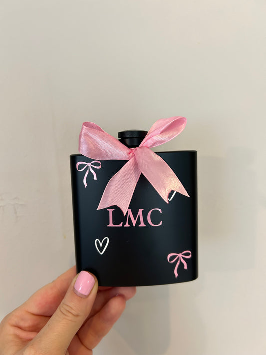 Personalised Hip Flask with pink initials
