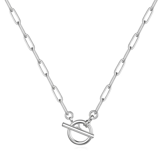 Silver Hoop & Bar Necklace