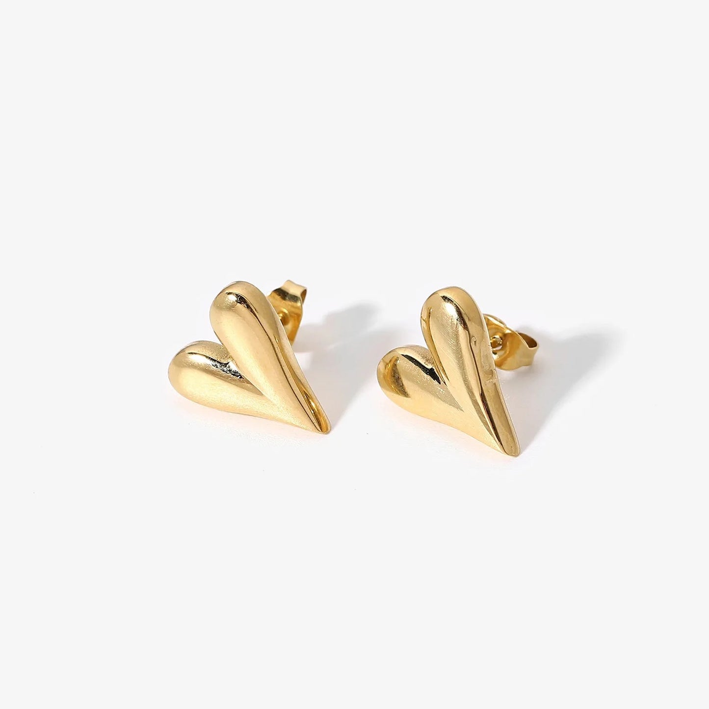 Large Gold Heart Studs