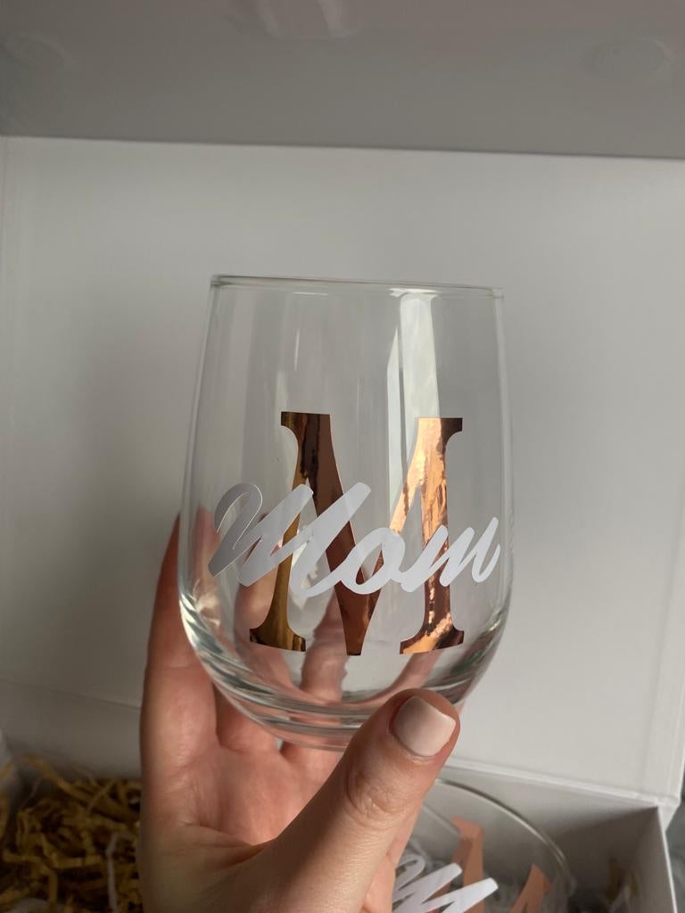 Stemless Mom Wine Glass