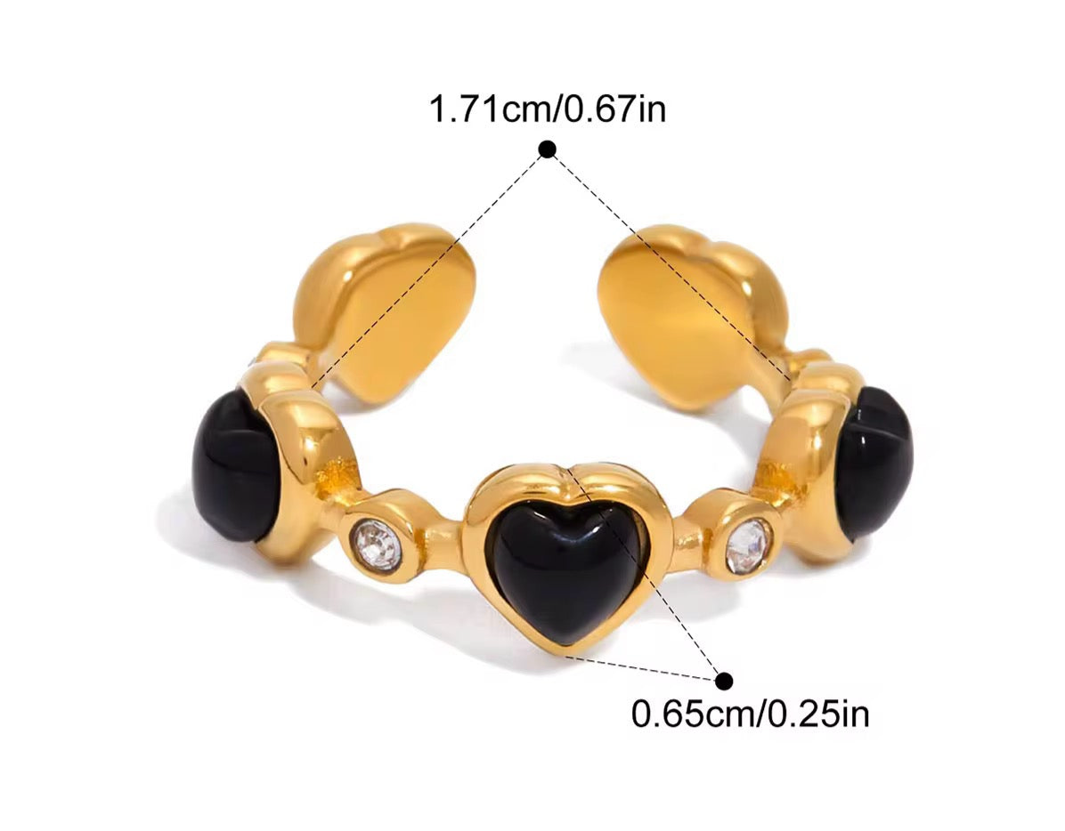 Ebony Heart Adjustable Ring