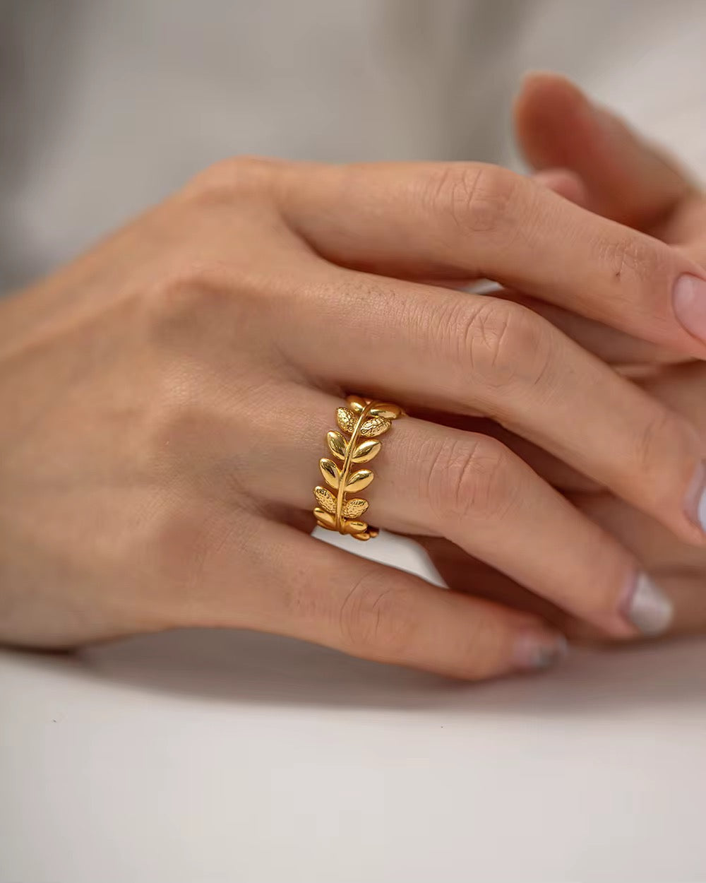 Victory Leaf Crown Open Ring