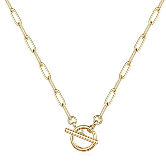 Gold Hoop & Bar Necklace