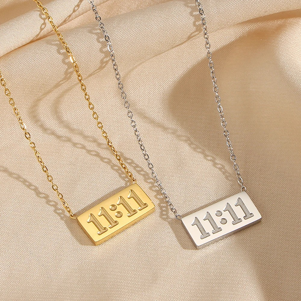 11:11 Gold Bar Pendant Necklace