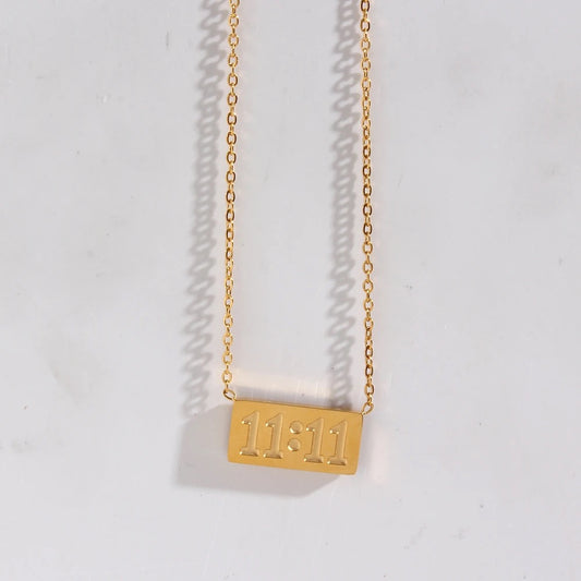 11:11 Gold Bar Pendant Necklace