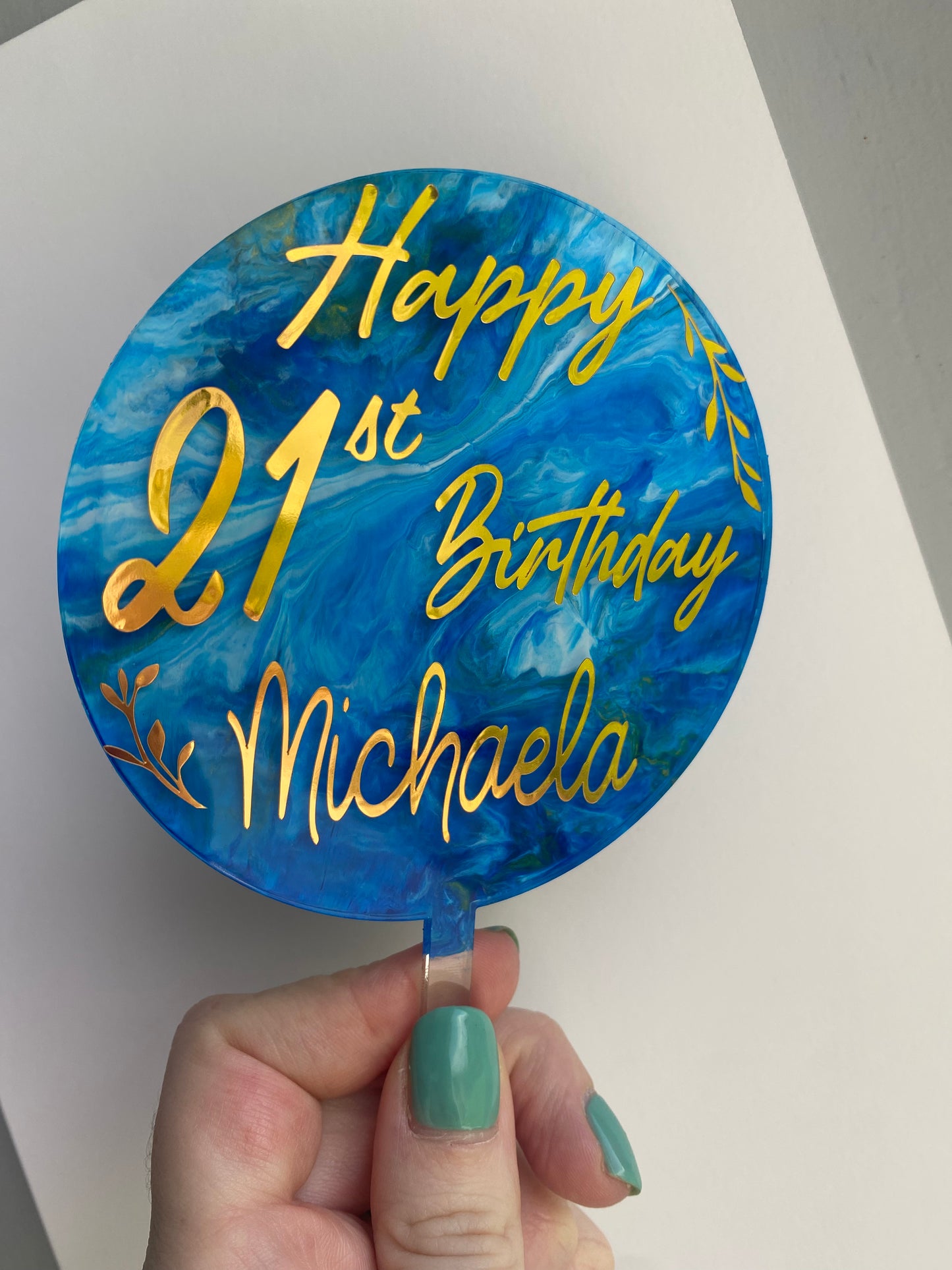 Blue Marble Effect Cake Topper