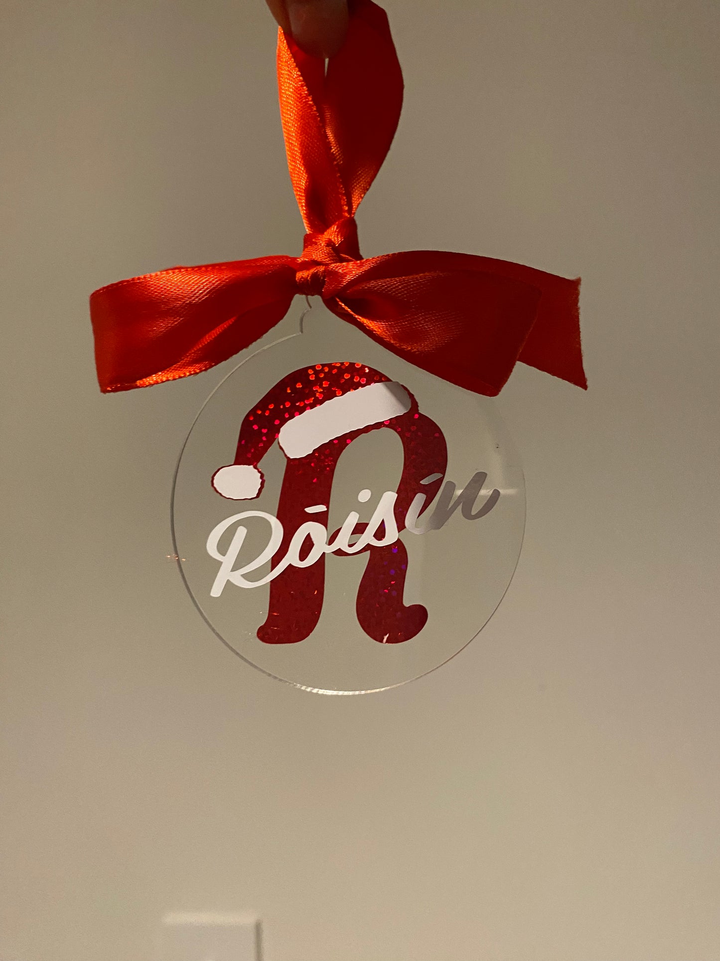 Initial Santa Hat Bauble - Red