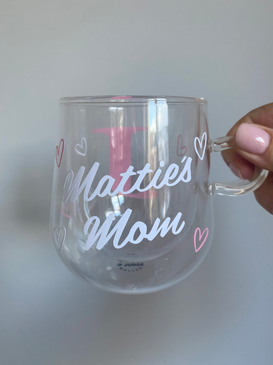 Pink Initial Mom Mug