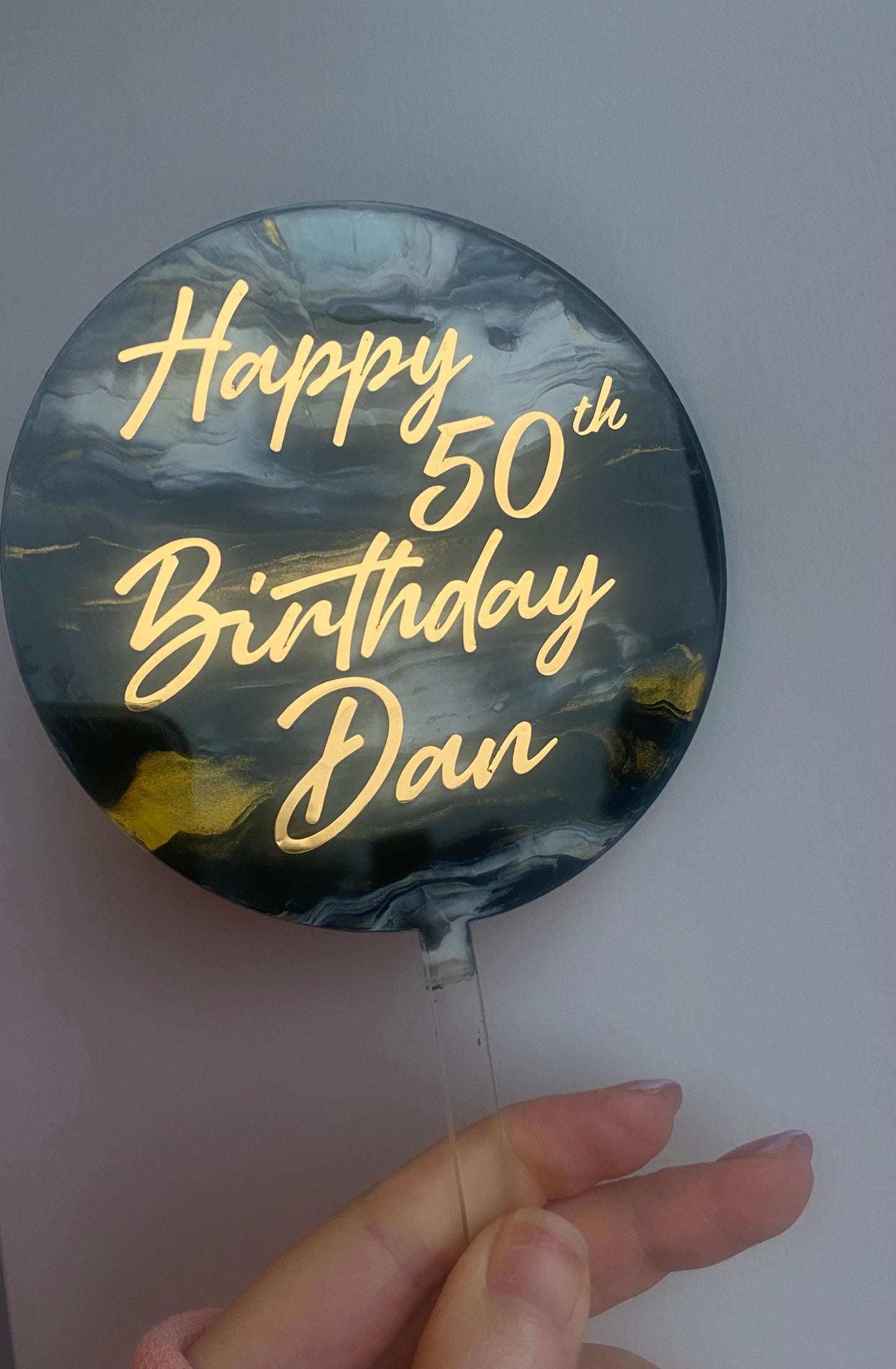 Black Marble Effect Cake Topper